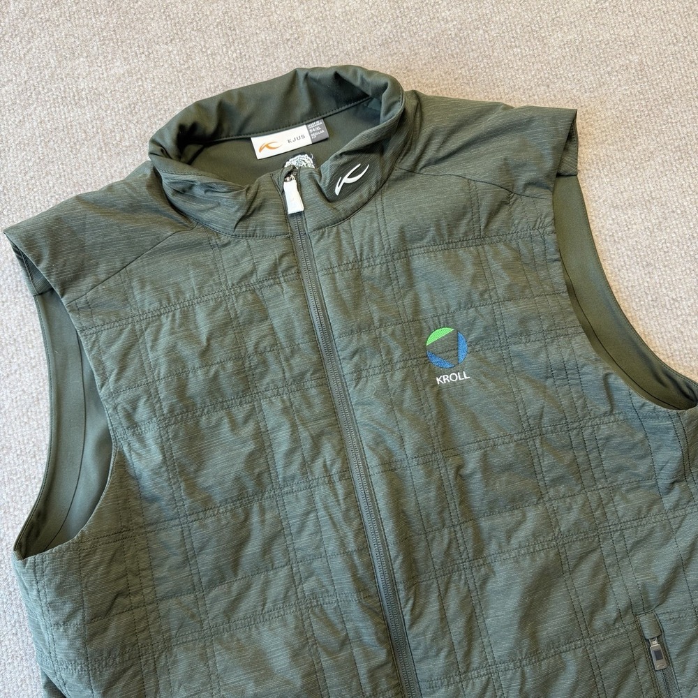 Kjus Rowan Insulated Vest Mens XL Green Quilted Lightweight Hybrid‎ Stretch